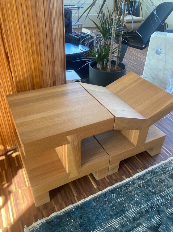 Image 1 of 2 rari tavolini laterali quadrati di piccole dimensioni della Gelderland – in rovere massello, design di Roderick Vos
