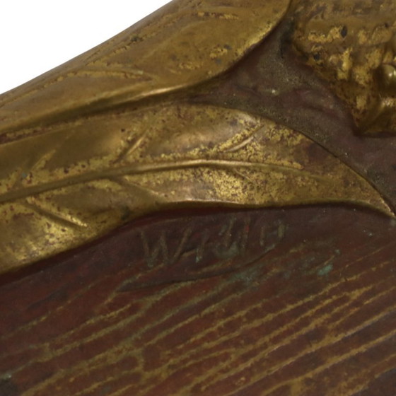 Image 1 of Bronze Art Nouveau Inkwell Pen Holder