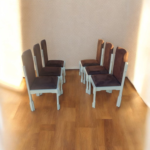 Set van zes stoelen uit de jaren 70 van LUCIANO FRIGERIO, Norman-serie.