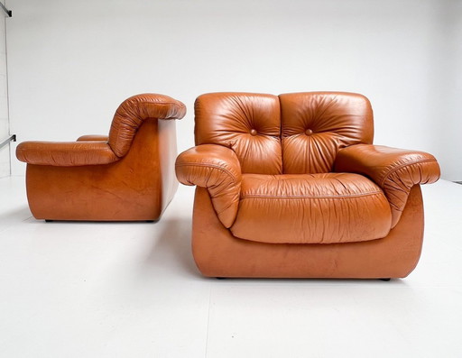 PelleRossi-Sessel aus cognacfarbenem Leder, 1960er Jahre