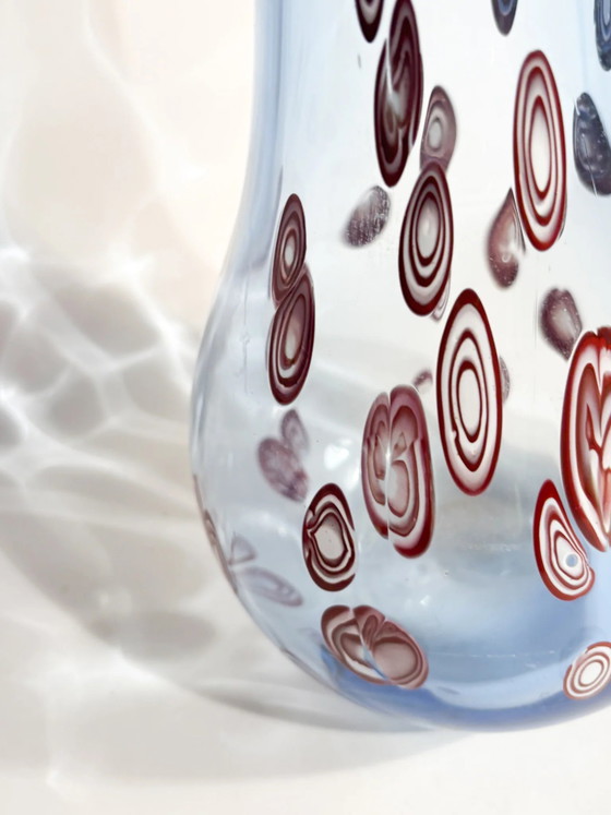Blue Murano Glass Vase with Red Murrine, 1975 (photo 9 of 14)