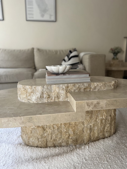 Vintage Mactan stone salon table