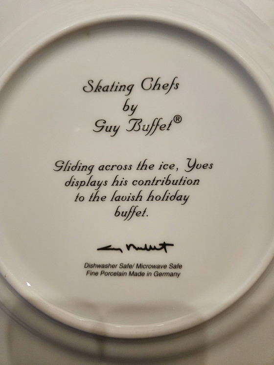Guy Buffet 'Skating Chefs ' 4 porseleinen bordjes – Servies, Porcelain (photo 5 of 8)