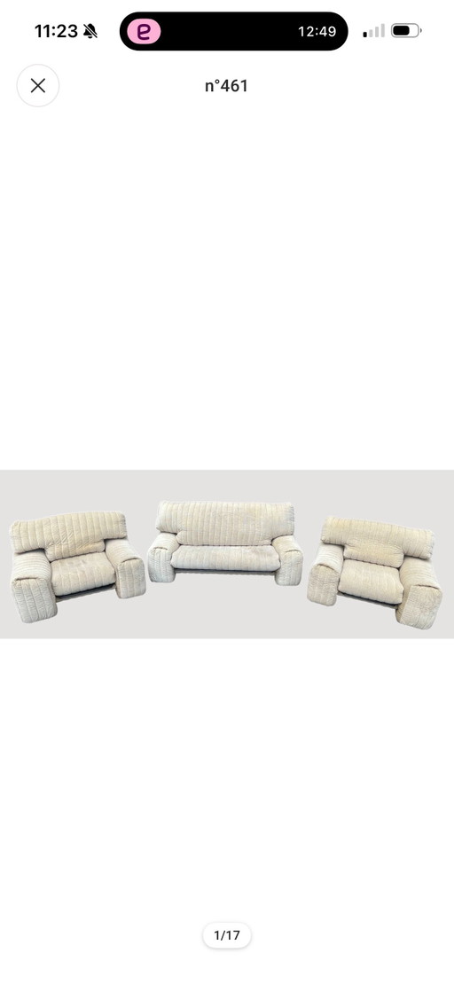 Excepcional conjunto de salón Ligne Roset: sofá completo y dos sillones. Modelo muy raro.