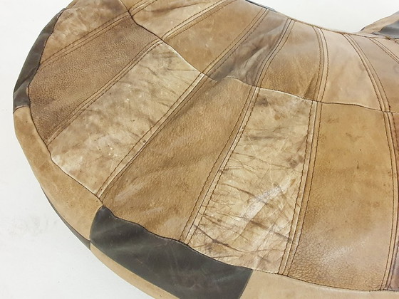 Image 1 of Vintage kidney shaped patchwork ottoman, The Netherlands 1970's