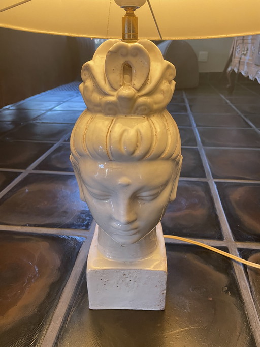 Lámpara Aldo Londi Kwan Yin Bitossi de los años 70, rara combinación de colores blancos