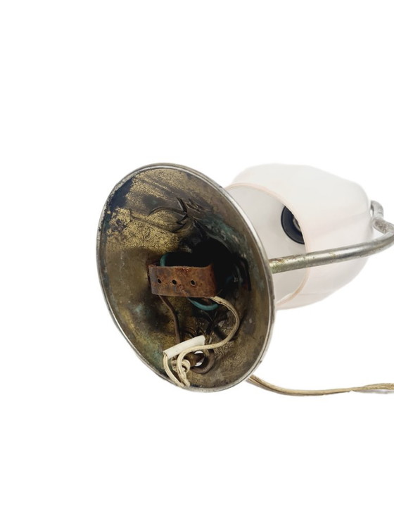 Art Deco Bedside Lamp, Poland, 1950s – Table lamps, Glass, Metal (photo 8 of 9)
