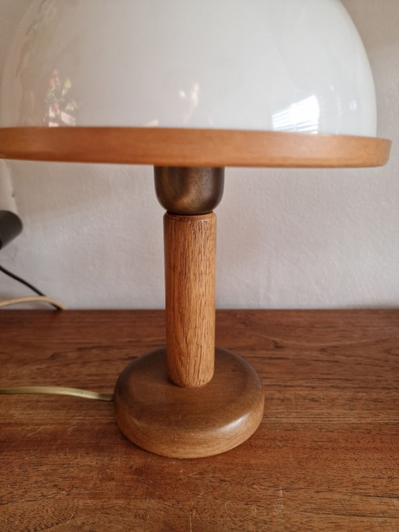 Vintage Steinhauer Mushroom Table Lamp, Metal, Plastic, Brown (photo 7 of 8)