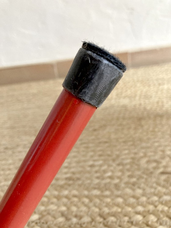 Image 1 of Pair of Mullca nursery chairs in metal and wood painted red and blue, 1950s