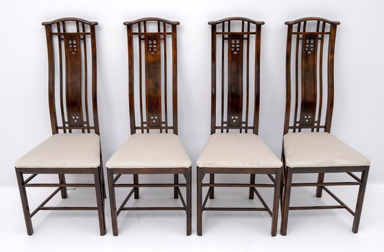 Image 1 of Quatre fauteuils de salle à manger italiens Giorgetti "Gallery", années 1980