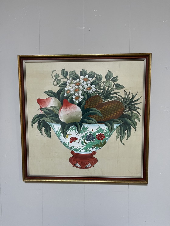 Set aus 2 klassischen chinesischen Stillleben. – Kunst, Wood, Canvas (photo 3 of 5)