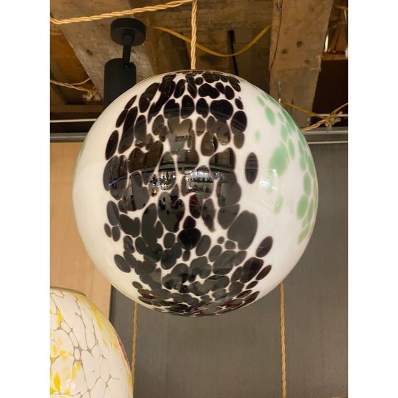 Image 1 of Contemporary Green And Black Murrine Sphere In Murano Glass