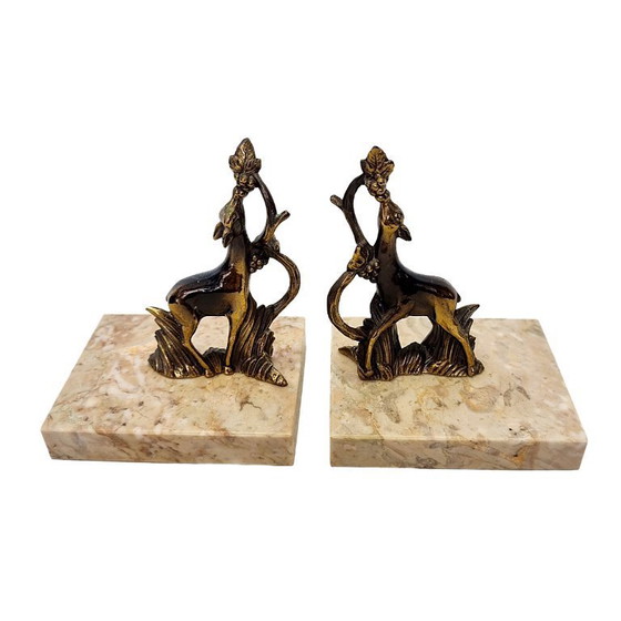 Image 1 of French vintage bookends with deer