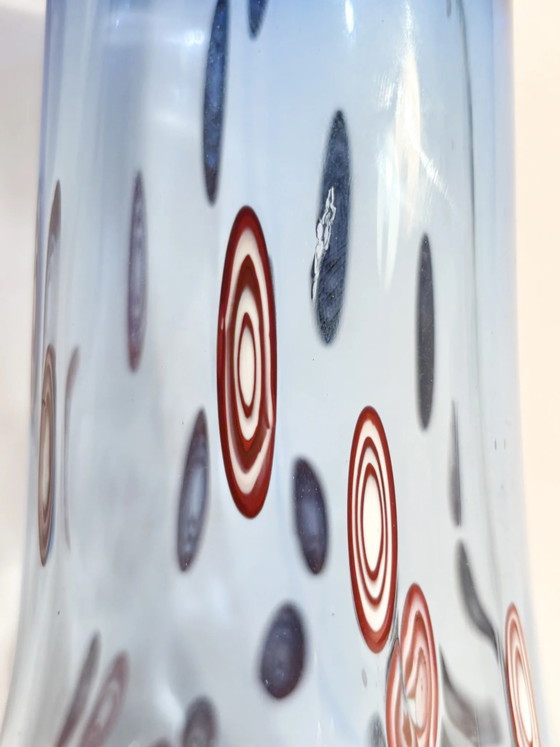 Blue Murano Glass Vase with Red Murrine, 1975 (photo 13 of 14)