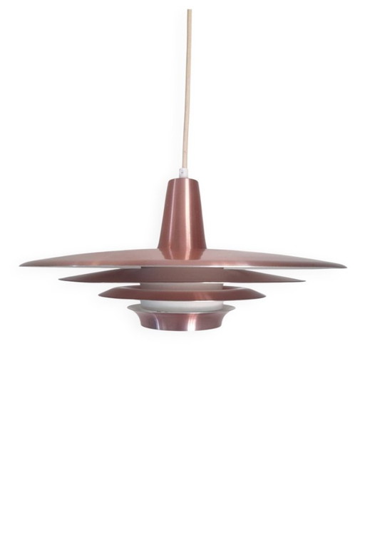 Danish pendant light in red copper, 1960s