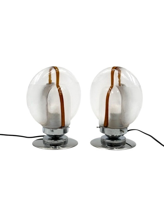 Image 1 of Toni Zuccheri, Set van 2 Murano glazen lampen, Mazzega, Murano, Italië, jaren 70