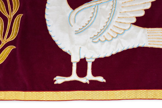 Image 1 of Raro set di 2 antichi stendardi religiosi o tovaglie d'altare, Belgio, anni 1900