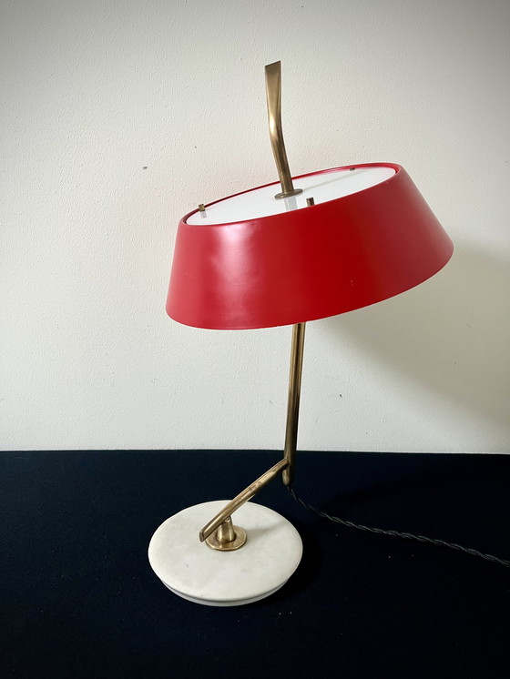 Image 1 of Stilux  - Oscar Torlasco - Marble & Brass Tafellamp - Italië 1950S