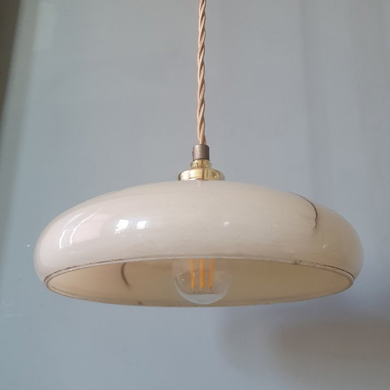 Image 1 of Set di lampade a sospensione vintage in opalino marmorizzato (chiamato anche effetto tartaruga)