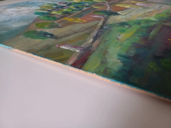 Image 1 of CARLES COMPTE | Hügellandschaft mit Kapelle | ORIGINAL Ölgemälde auf Holzplatte
