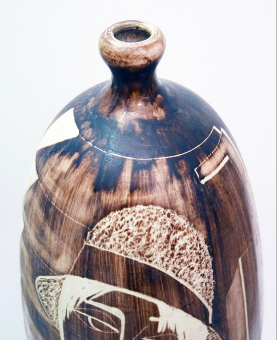Image 1 of Large Ceramic Vase with Engraved Decoration from Faenza, 1970s
