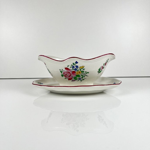 Salsera KG Lunéville, modelo "farola", estampado rosa.