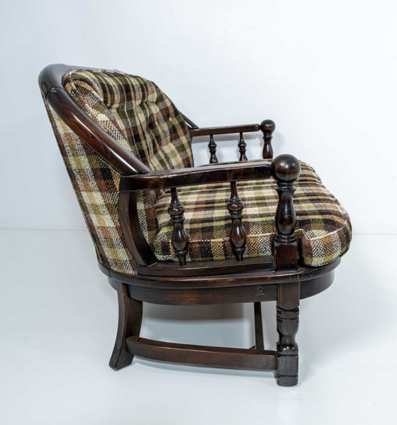 Image 1 of Mid-Century Modern Italian Walnut and Fabric Country Sofa by Pizzetti Roma, 70s