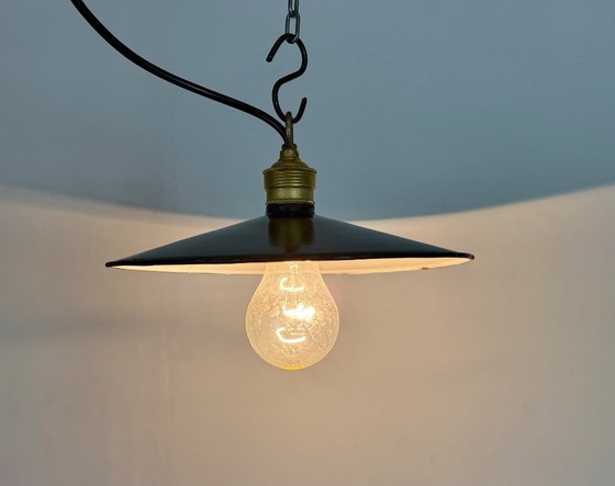 Image 1 of Industrial Dark Blue Enamel Light, 1930s