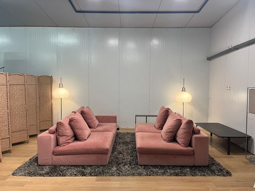 Flexform Groundpiece 4-piece with Bookcase – Pink Velvet