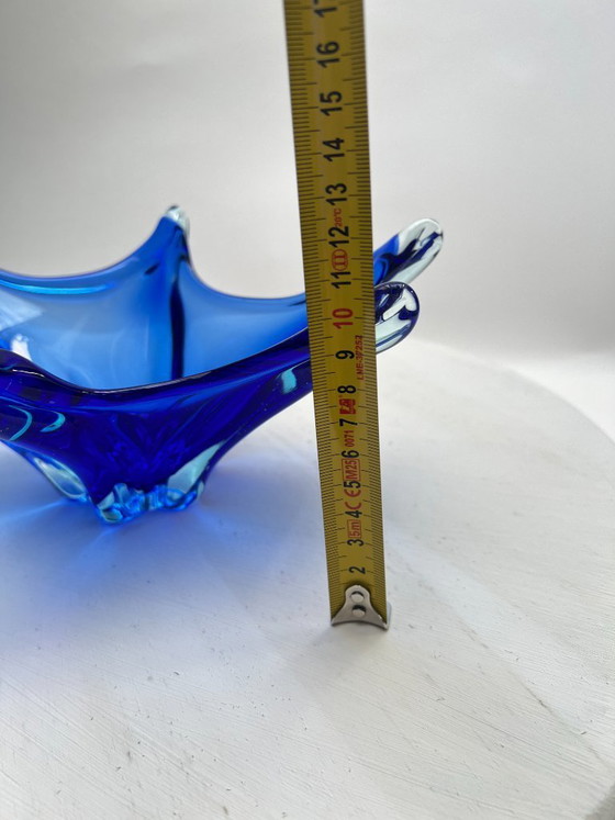 Image 1 of Murano blue pointed bowl, cobalt blue fruit bowl, Mid Century Art Glass