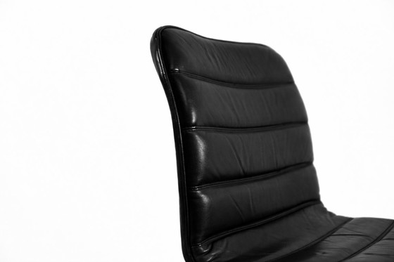 Image 1 of Vintage Mid-Century Minimalist Chrome & Black Leather Club Chairs from POL International, 1960s, Set of 2