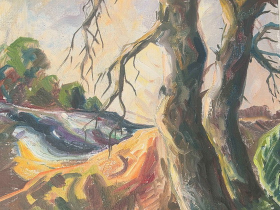 Dipinto a olio originale di paesaggio con etichette espositive – Dipinti e disegni, Tela (photo 7 of 12)