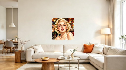 Aquarel Schilderij Marilyn Monroe - (60x60 Cm)