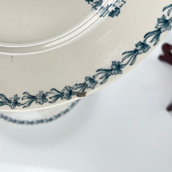 Image 1 of Set of 6 "Carnation" pattern dinner plates, KG Lunéville, ironstone, 19th century