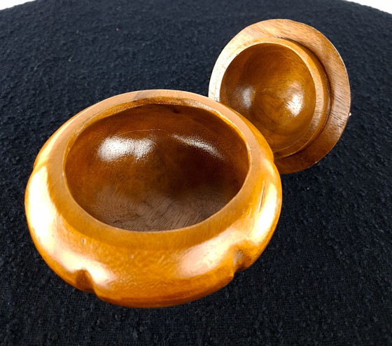 Image 1 of Vintage 1970s teak pot, flower shape
