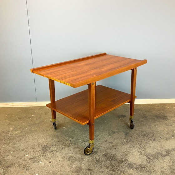 Image 1 of Side table on wheels, serving trolley, teak, 1960s