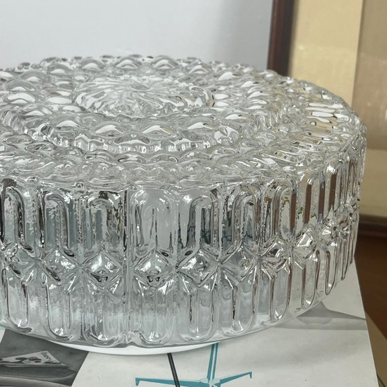 Applique Murale Ronde Plafonnier Verre Transparent Luminaire Ancien Vintage 1970 1980 – Appliques murales (photo 2 of 9)