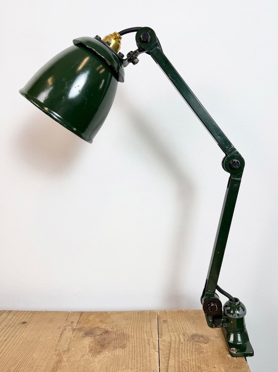 Image 1 of Industrial Green Enamel Adjustable Table Lamp, 1960s