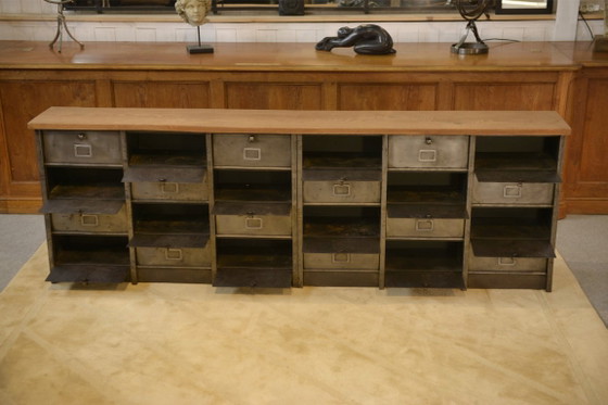 Image 1 of Strafor 6-column filing cabinet with oak top, 1950s