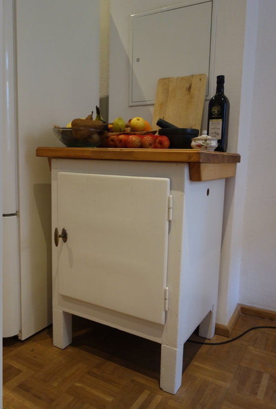 Image 1 of Solid wood cabinet kitchen cabinet vintage icebox