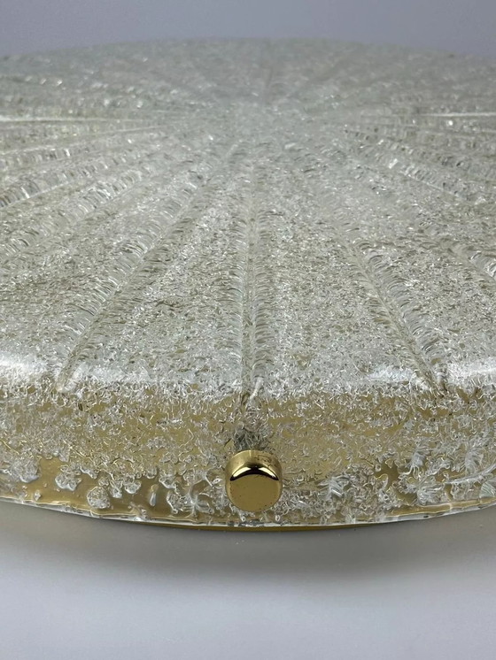 Image 1 of Lámpara de techo de los años 60 y 70, plafón empotrado de cristal de hielo Hillebrand