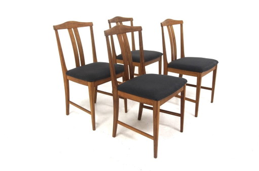 Juego de 4 sillas escandinavas de teca, Karl Erik Ekselius, JOC, Suecia, 19