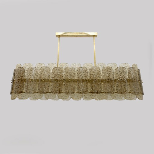 Lampadario in ottone italiano e vetro di Murano in stile moderno di metà secolo