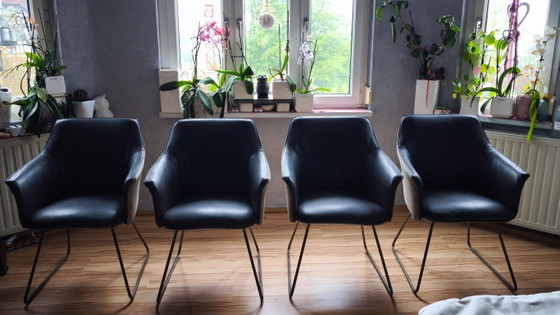 Leolux Mara – Set van 4 Design Eetkamerstoelen – Senso Leder Chocolat – Leather, Metal (photo 9 of 9)