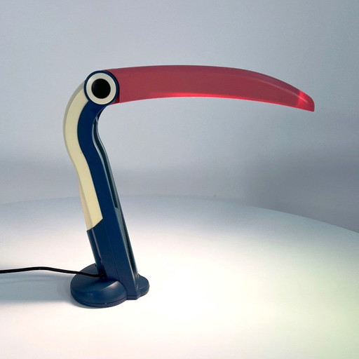 Blue & Pink Toucan Lamp by H.T. Huang for Huanglite, 1980s