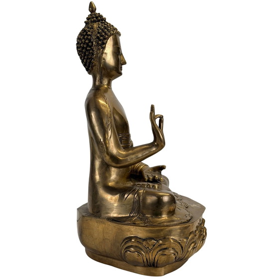 Antiek Tibetaans-Himalaya Shakyamuni Boeddha Brons – 17e/18e Eeuw – 56 cm – Beeldhouwkunst, Bronze, Brass (photo 7 of 11)