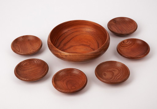 7 piece teak bowl set - Denmark 1960s