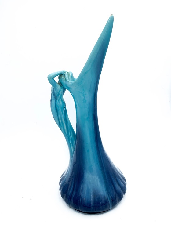 Vallauris blauwe keramische kan uit de jaren 50 – Beeldhouwkunst, Keramiek (photo 6 of 10)