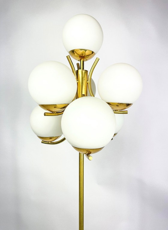 Lampadaire Sputnik vintage Richard Essig, Verre, Métal, Doré (photo 14 sur 16)