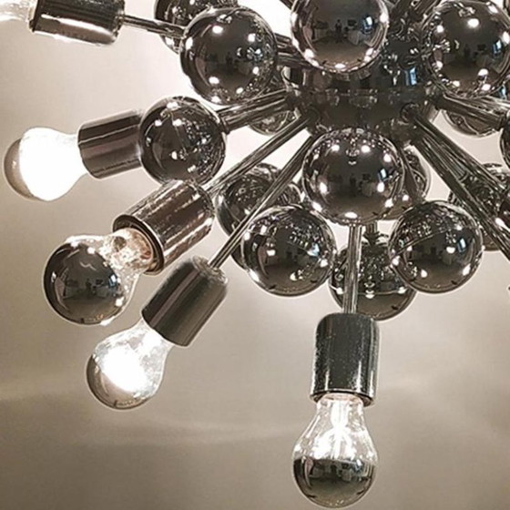 Image 1 of 1970s Astonishing Chandelier Sputnik by Goffredo Reggiani in Chrome. Made in Italy